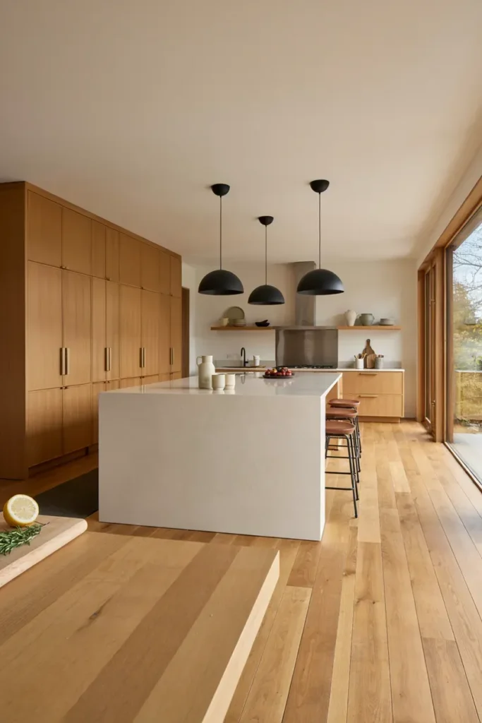 Modern Kitchen Featuring Statement Lighting
