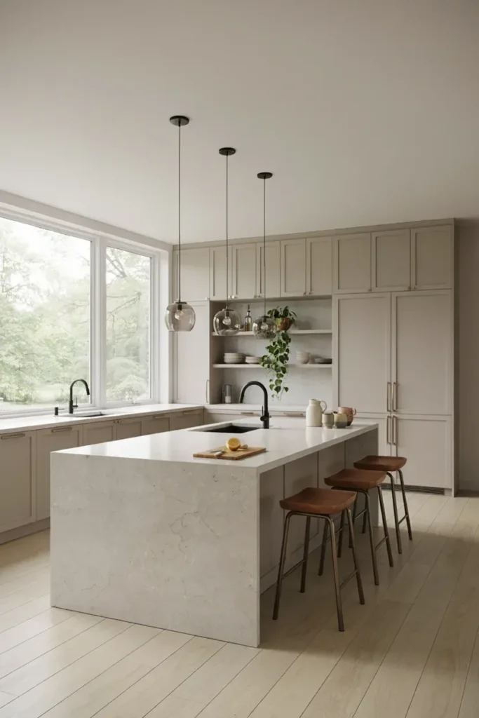 Modern Kitchen Featuring a Large Island