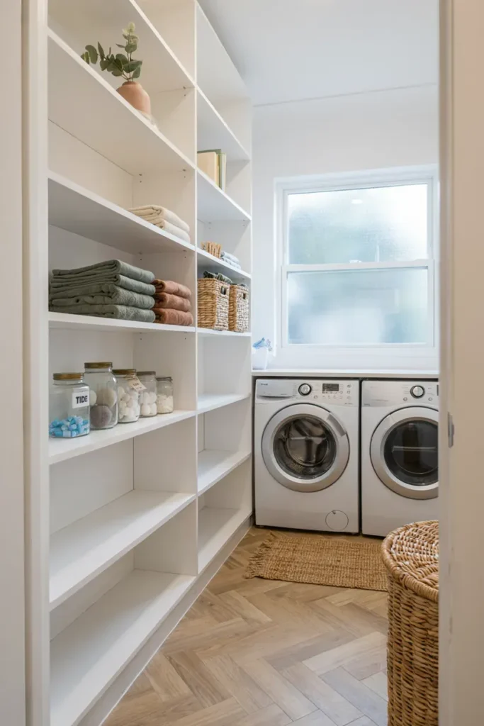  Modern Laundry Room with Open Shelving
