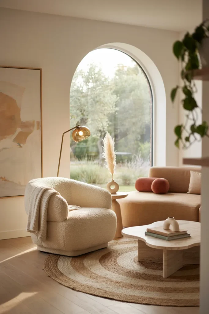 Modern Living Room Featuring Organic Shapes
