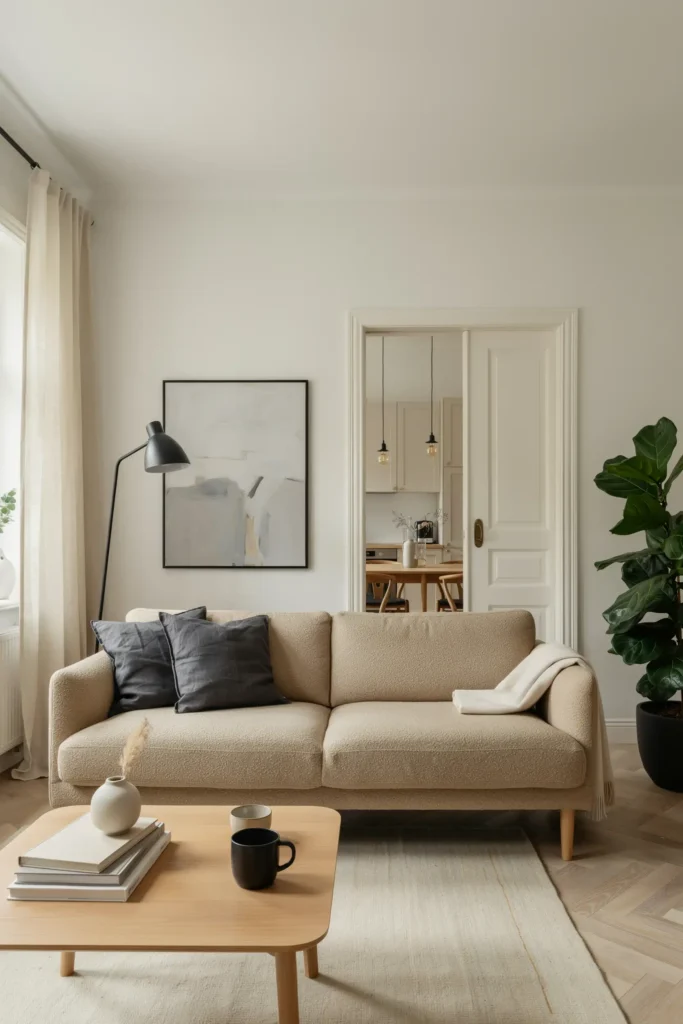  Modern Nordic Living Room with Black Accents
