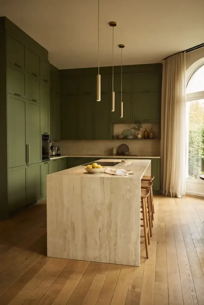 Modern Olive Green Kitchen Design
