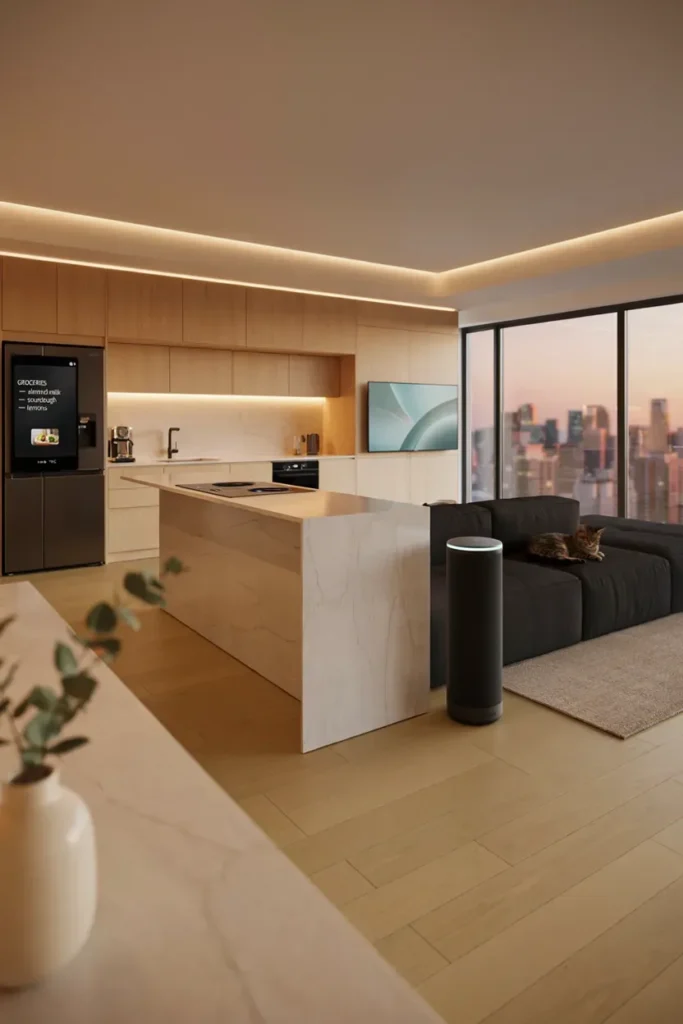 Modern Open Kitchen Living Room with Smart Technology