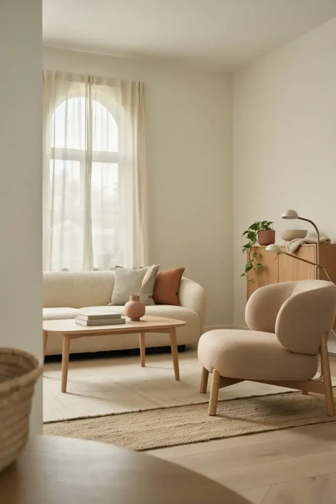 Modern Scandinavian Living Room with Curved Furniture