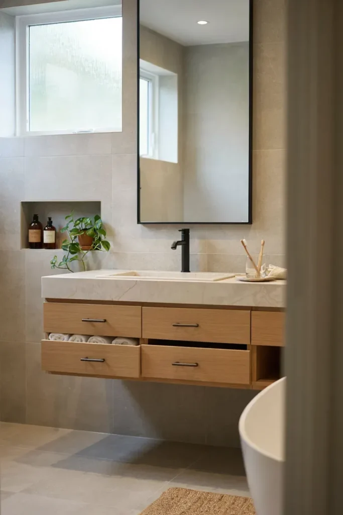 Modern Vanity with Built-In Drawers