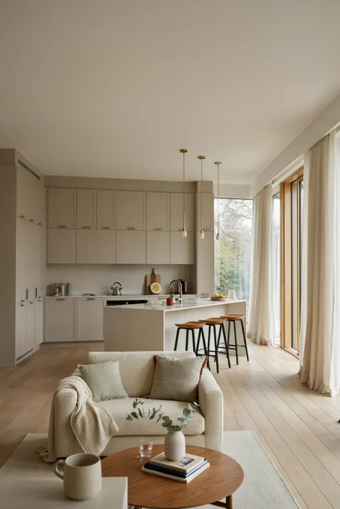 Open Kitchen Living Room with a Stylish Breakfast Bar