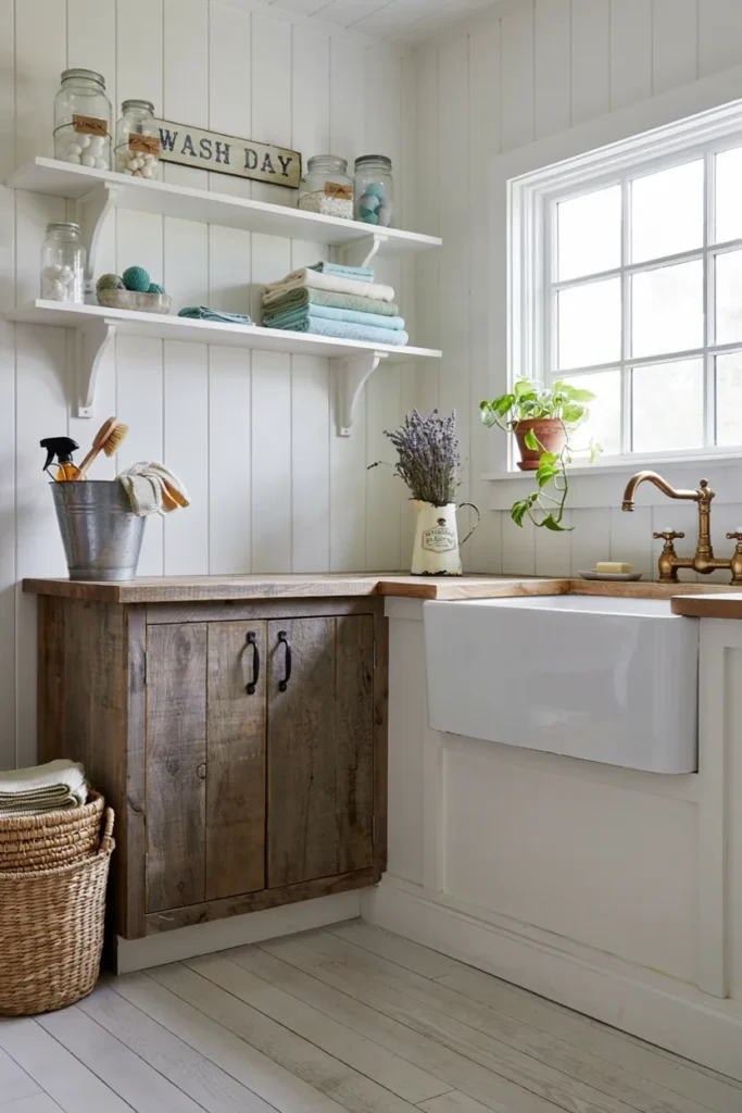 Open Shelving Laundry Room Storage