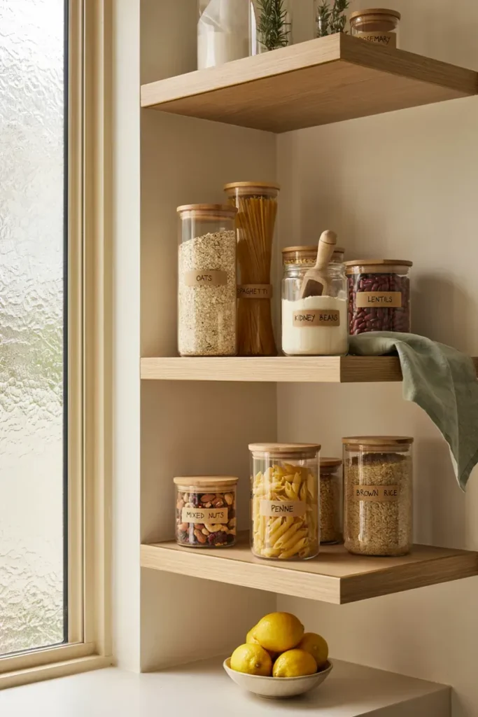 Pantry with Glass Jar Storage Display
