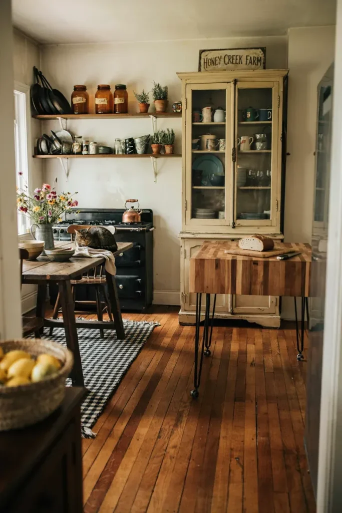 Rustic Kitchen with Freestanding Furniture Pieces
