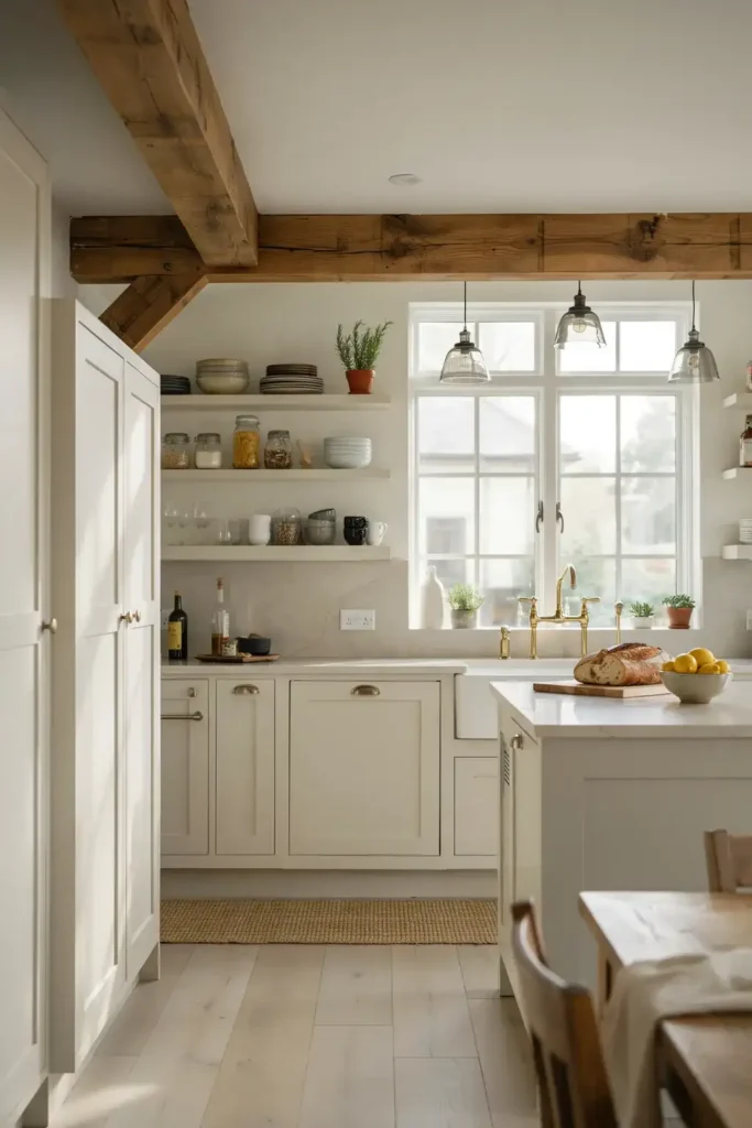 Rustic Wood and Modern White Kitchen