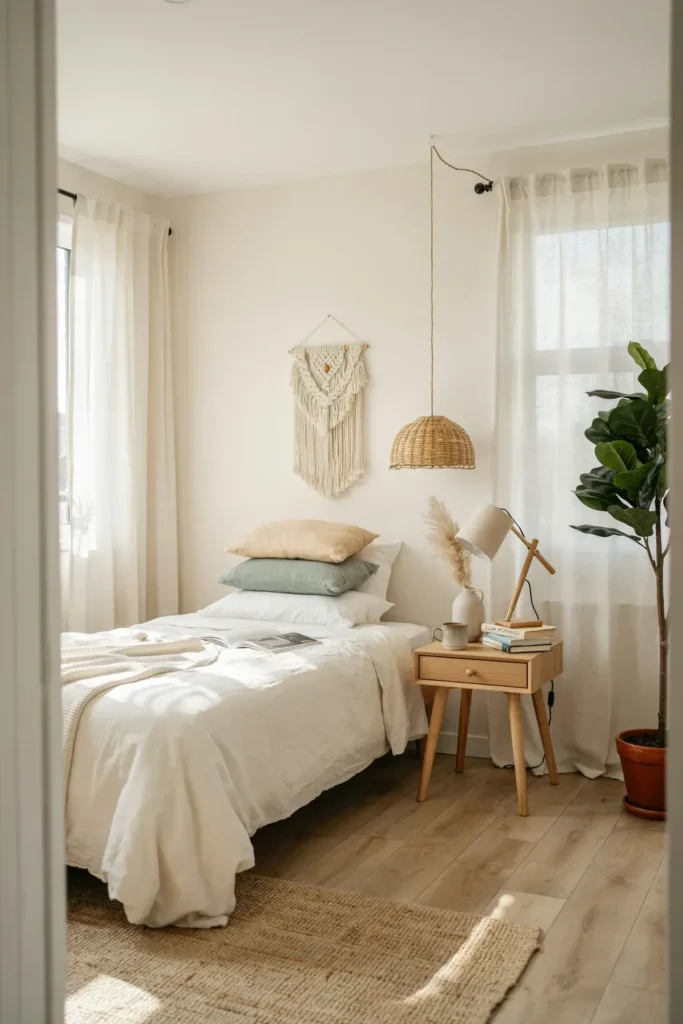 Scandinavian-Boho Dorm Room Blend