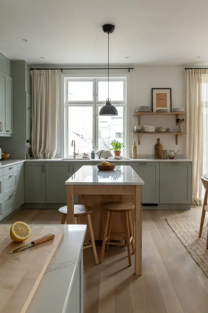Scandinavian-Inspired Green Kitchen