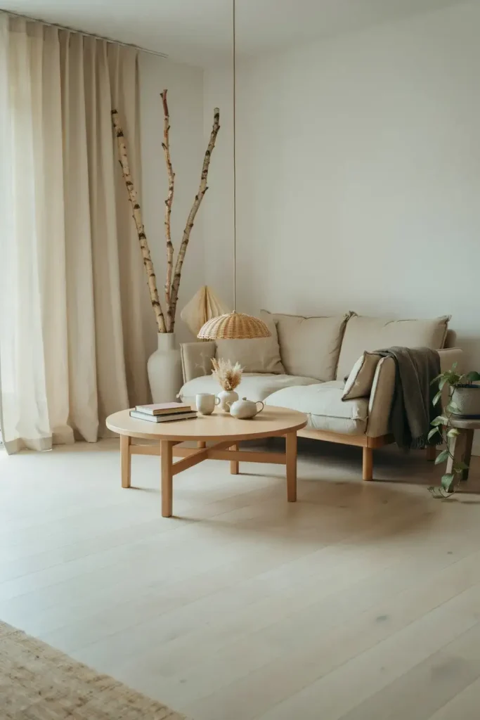 Scandinavian Living Room with Japandi Influence
