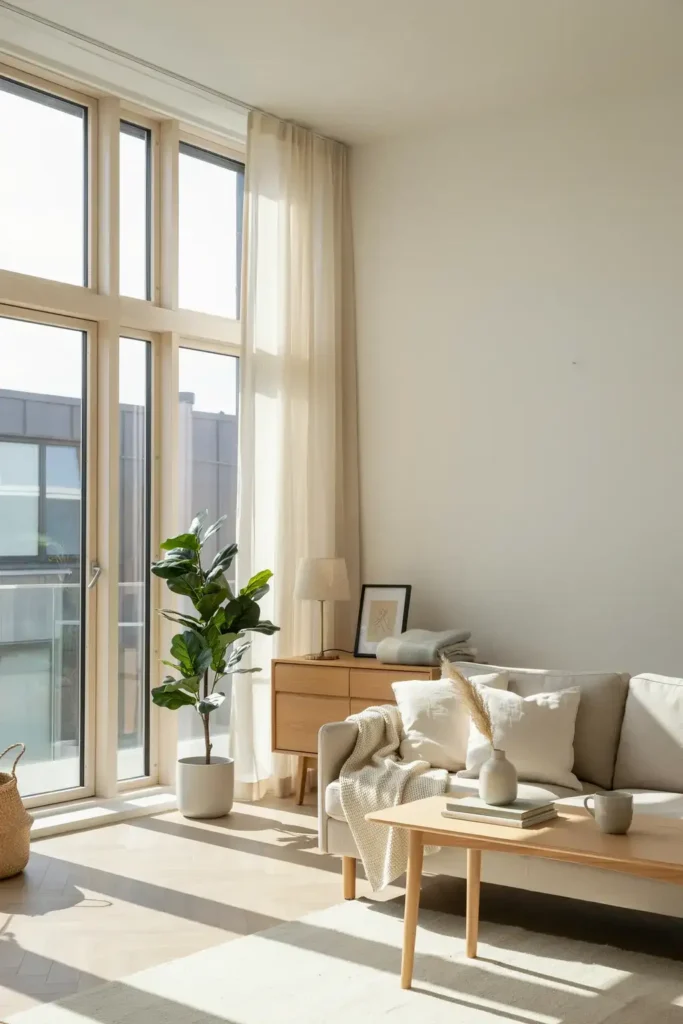  Scandinavian Living Room with Large Windows