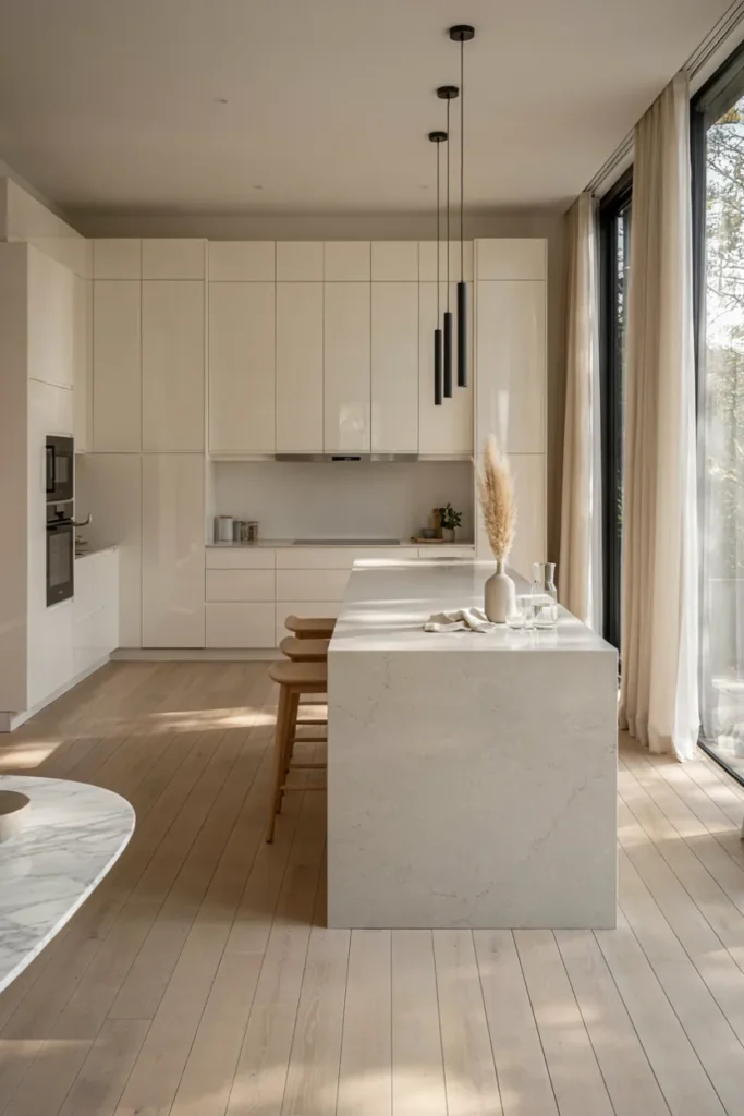 Sleek Kitchen with High-Gloss Finishes