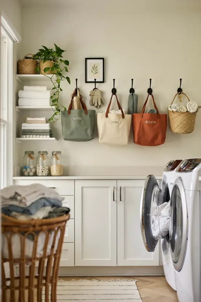 Small Laundry Room Featuring Wall Hooks