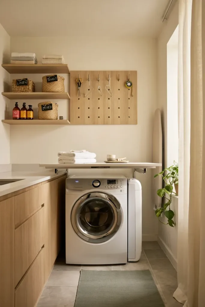  Small Laundry Room with Fold-Down Countertop