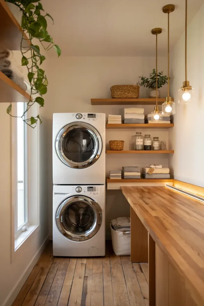  Small Laundry Room with Stylish Lighting