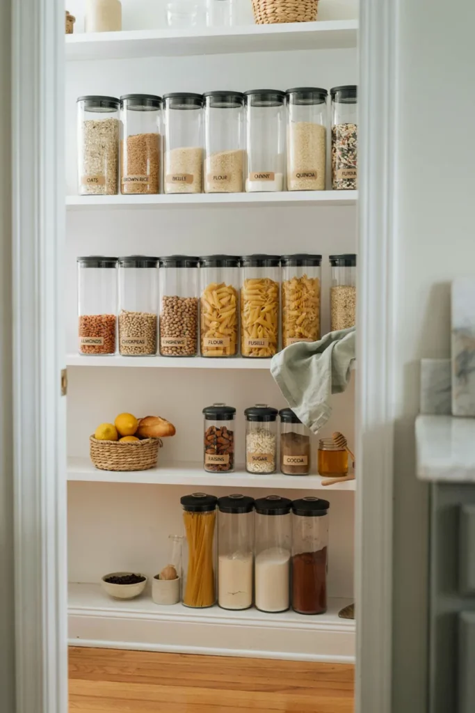 Small Pantry with Clear Storage Containers