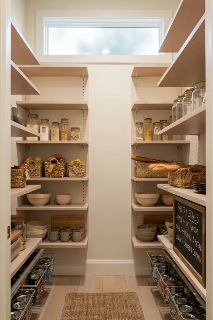 Small Walk-In Pantry with Custom Shelves
