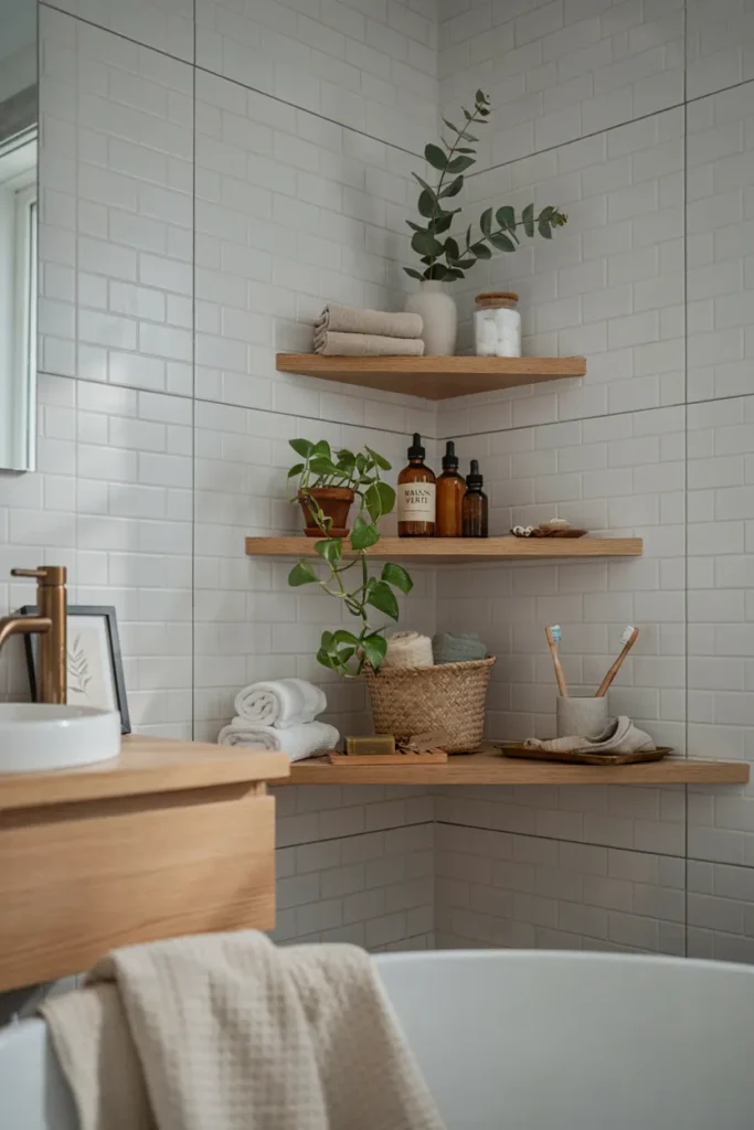 Smart Bathroom Corner Shelf Organization