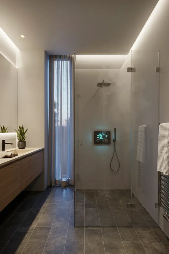 Smart Bathroom Featuring Digital Temperature Control
