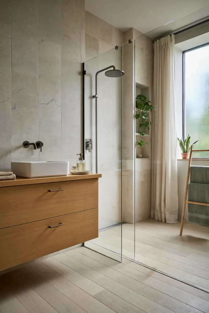 Smart Bathroom with Water-Saving Fixtures
