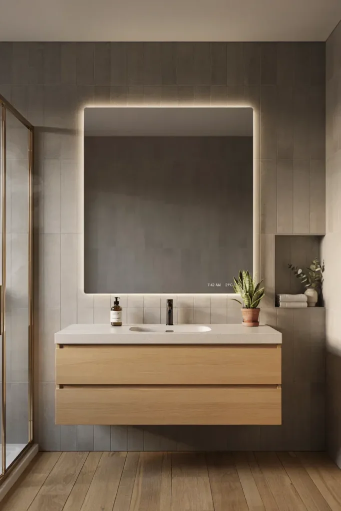  Smart Mirror with Built-In Lighting