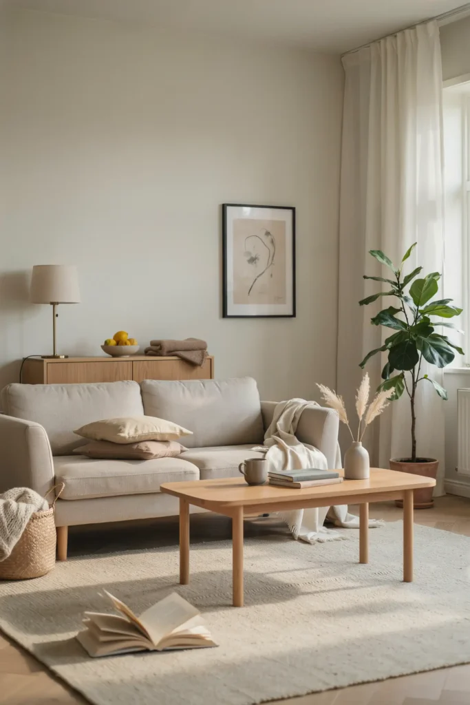 Soft Beige Scandinavian Living Room