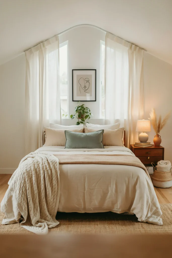 Soft Neutral Bedroom with Layered Bedding