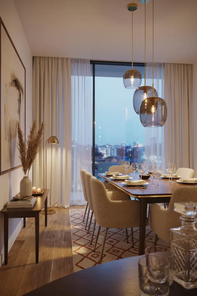 Sophisticated Dining Space with Gold Accents