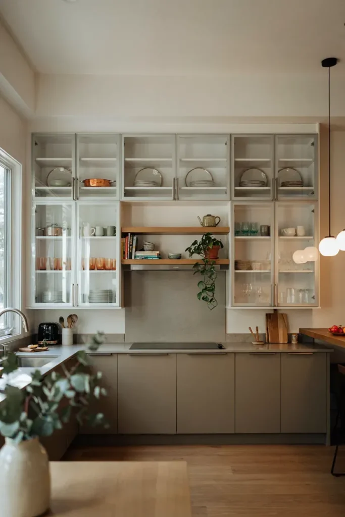 Stylish Kitchen with Glass Cabinet Doors