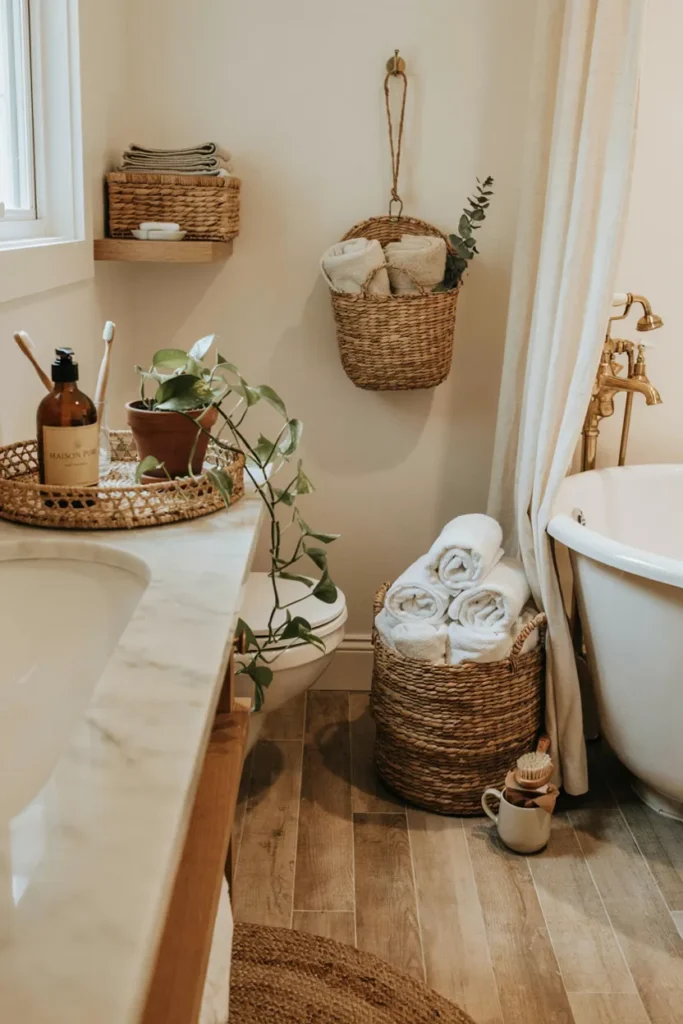 Stylish Woven Basket Bathroom Storage