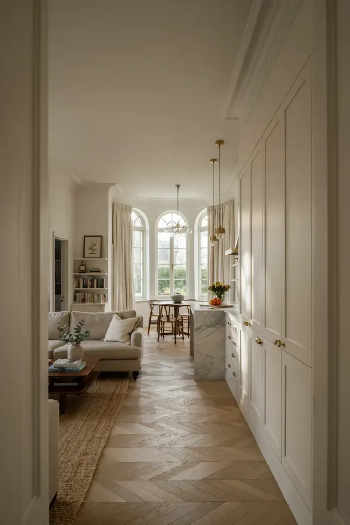 Timeless Open Kitchen Living Room with Classic Details