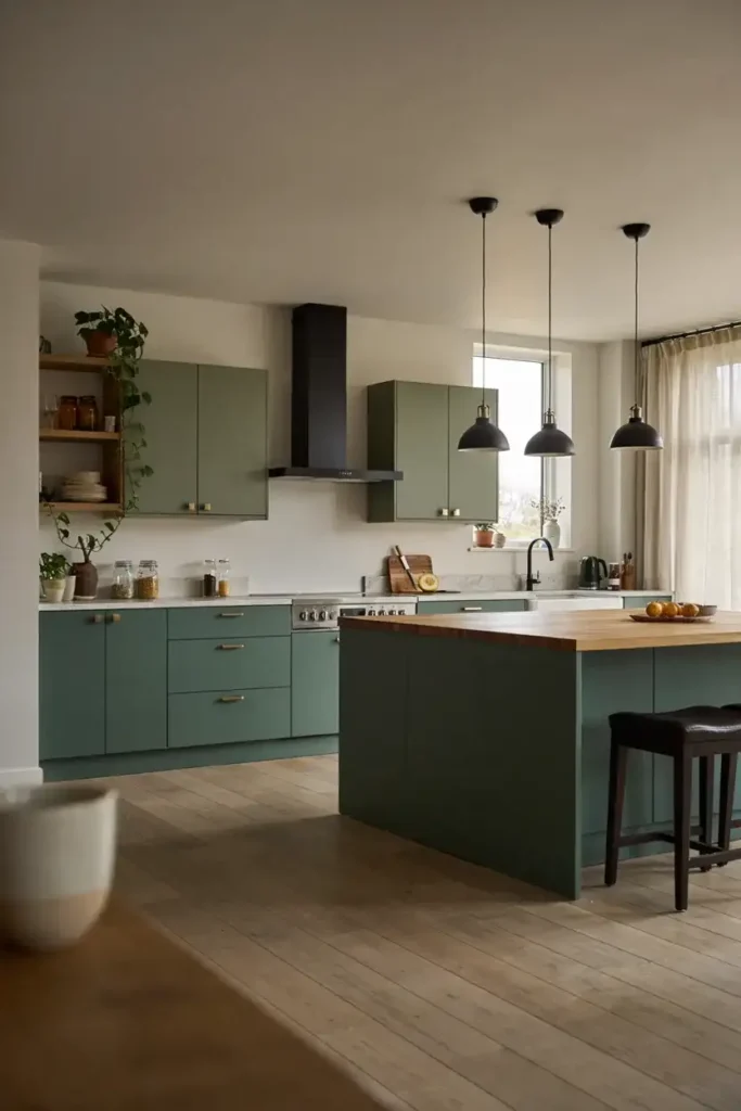 Two-Tone Green Kitchen Cabinet Ideas
