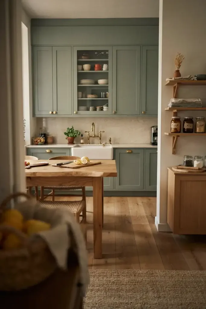 Warm Earthy Green Kitchen Décor

