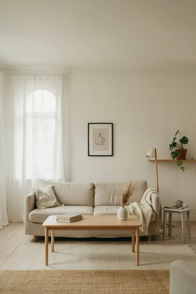 Warm Living Room with Light Oak Furniture
