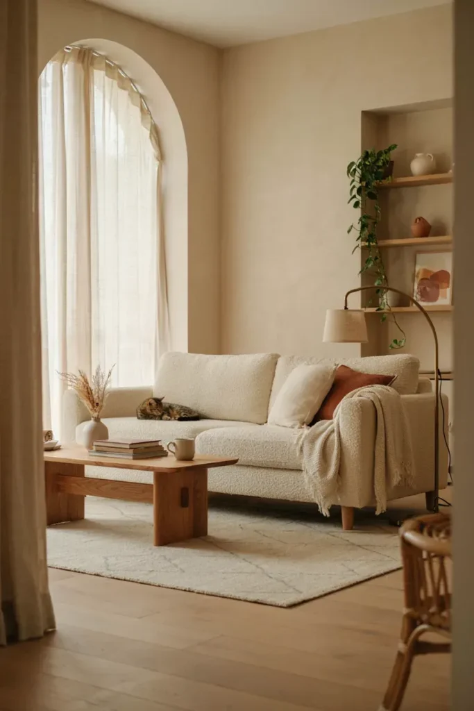 Warm Neutral Modern Cozy Living Room