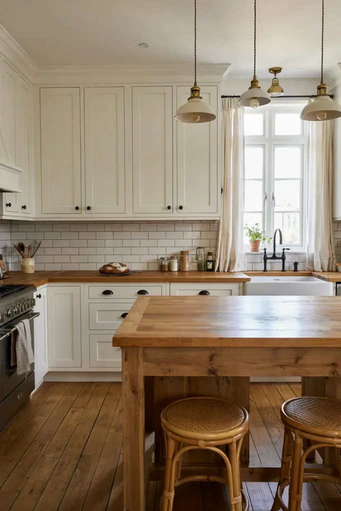 White Cabinets and Subway Tile Backsplash
