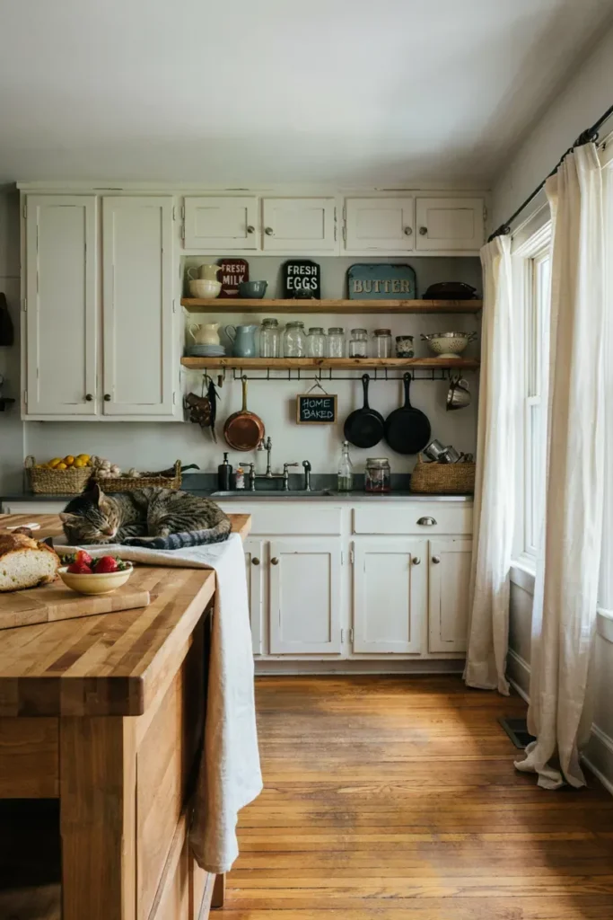 White Cabinets with Vintage Farmhouse Decor