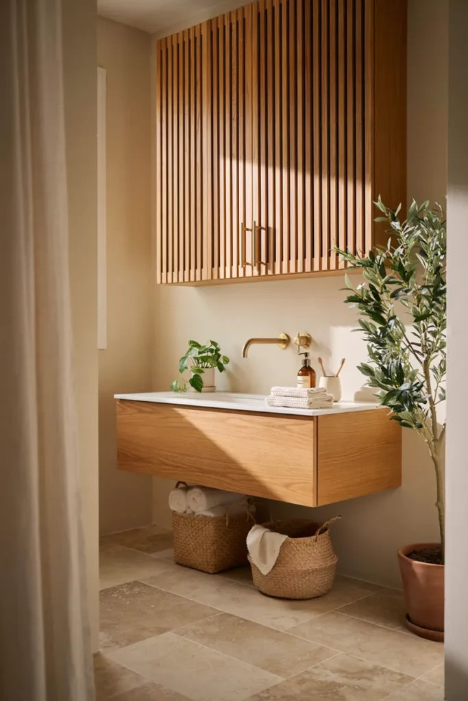 Louvered Wood Cabinet