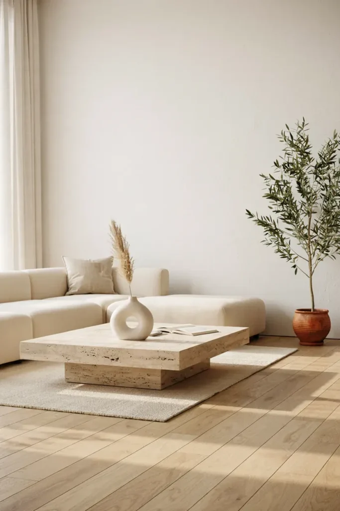 Travertine Block Table