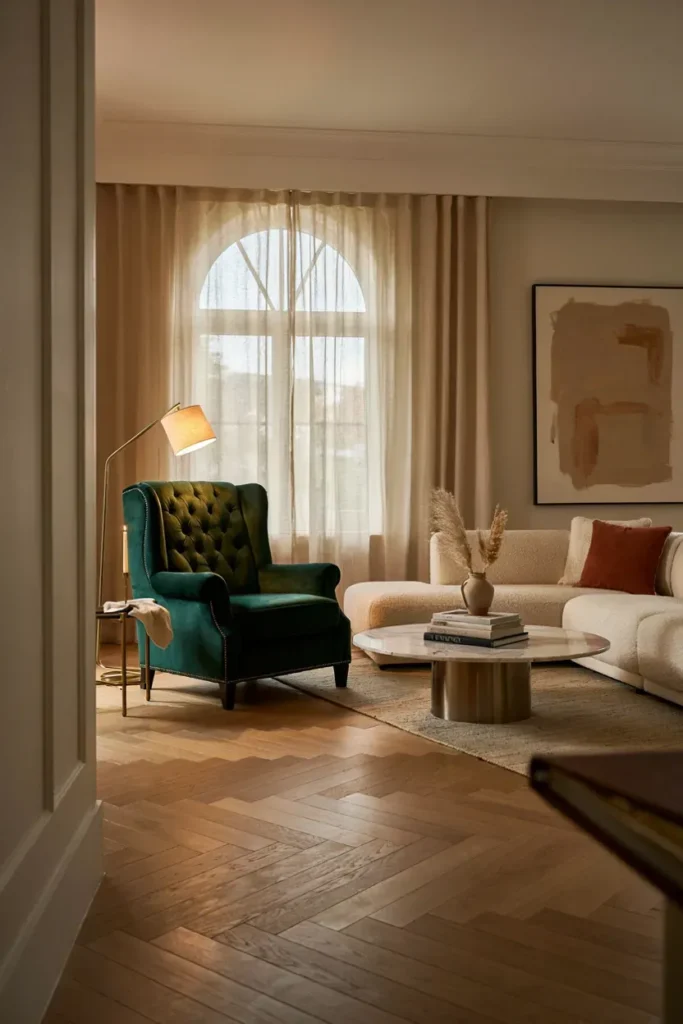 Velvet Wingback Chair